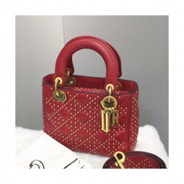Dior 2019 Lady Dior Tote Shoulder Bag,20CM - 디올 2019 레이디 디올 토트 숄더백 DIOB0180,20CM,레드(금장)