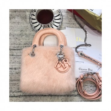 Dior 2019 Mini Lady Tote Shoulder Bag,17CM - 디올 2019 미니 레이디 토트 숄더백 DIOB0080,17CM,핑크(은장)