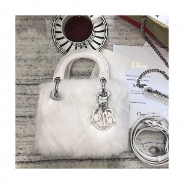 Dior 2019 Mini Lady Tote Shoulder Bag,17CM - 디올 2019 미니 레이디 토트 숄더백 DIOB0079,17CM,화이트(은장)