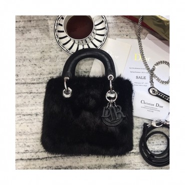 Dior 2019 Mini Lady Tote Shoulder Bag,17CM - 디올 2019 미니 레이디 토트 숄더백 DIOB0077,17CM,블랙(은장)
