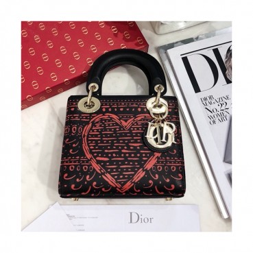 Dior 2019 Lady Dior Mini Tote Shoulder Bag,17CM - 디올 2019 레이디 디올 미니 토트 숄더백 DIOB0071,17CM,블랙(금장)