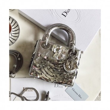 Dior 2019 Mini Lady Tote Shoulder Bag,17CM - 디올 2019 미니 레이디 토트 숄더백 DIOB0063,17CM,실버(은장)