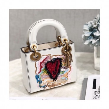 Dior 2019 Mini Lady Tote Shoulder Bag,17CM - 디올 2019 미니 레이디 토트 숄더백 DIOB0062,17CM,화이트(금장)