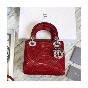 Dior 2019 Lady Dior Mini Tote Shoulder Bag,17CM - 디올 2019 레이디 디올 미니 토트 숄더백 DIOB0058,17CM,레드(은장)
