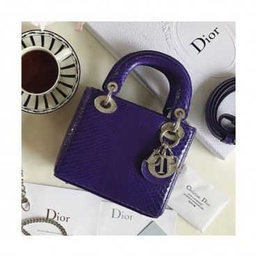 Dior 2019 Lady Dior Mini Tote Shoulder Bag,17CM - 디올 2019 레이디 디올 미니 토트 숄더백 DIOB0055,17CM,퍼플(은장)