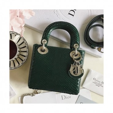 Dior 2019 Lady Dior Mini Tote Shoulder Bag,17CM - 디올 2019 레이디 디올 미니 토트 숄더백 DIOB0054,17CM,그린(은장)