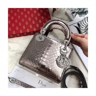 Dior 2019 Lady Dior Mini Tote Shoulder Bag,17CM - 디올 2019 레이디 디올 미니 토트 숄더백 DIOB0052,17CM,다크그레이핑크(은장)