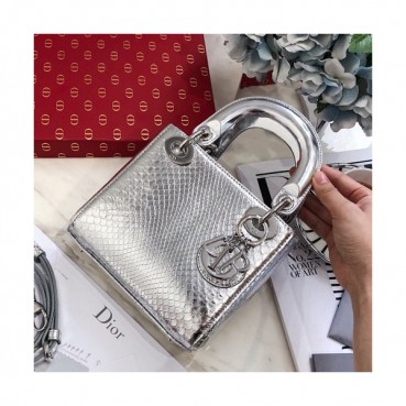 Dior 2019 Lady Dior Mini Tote Shoulder Bag,17CM - 디올 2019 레이디 디올 미니 토트 숄더백 DIOB0050,17CM,실버(은장)