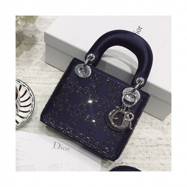 Dior 2019 Lady Dior Mini Tote Shoulder Bag,17CM - 디올 2019 레이디 디올 미니 토트 숄더백 DIOB0048,17CM,네이비(은장)