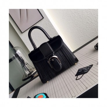 Delvaux 2019 Leather Tote Shoulder Bag,20CM - 델보 2019 레더 토트 숄더백,DVB0162.20CM,블랙