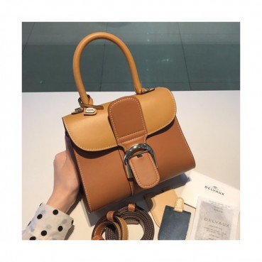 Delvaux 2019 Brillant Leather Tote Shoulder Bag,20CM - 델보 2019 브리앙 레더 토트 숄더백,DVB0135.20CM,브라운