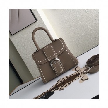 Delvaux 2019 Leather Tote Shoulder Bag,20CM - 델보 2019 레더 토트 숄더백,DVB0120.20CM,카키그레이