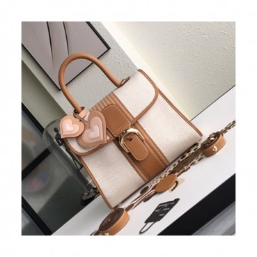 Delvaux 2019 Leather Tote Shoulder Bag,28 CM - 델보 2019 레더 토트 숄더백,DVB0086.28 CM,베이지+브라운