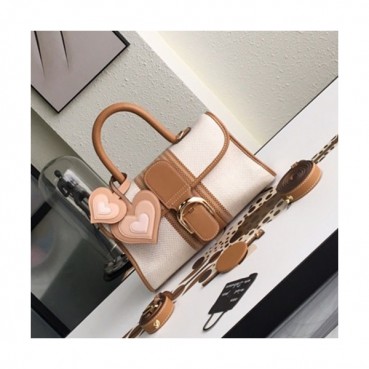 Delvaux 2019 Leather Tote Shoulder Bag,28s CM - 델보 2019 레더 토트 숄더백,DVB0085.28s CM,베이지+브라운
