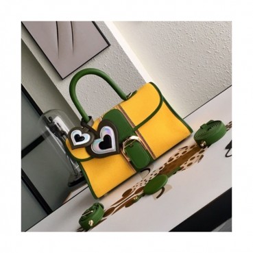 Delvaux 2019 Leather Tote Shoulder Bag,28s CM - 델보 2019 레더 토트 숄더백,DVB0082.28s CM,옐로우+그린