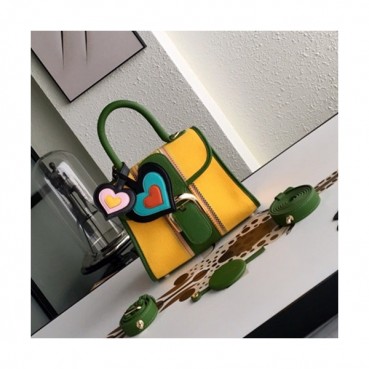 Delvaux 2019 Leather Tote Shoulder Bag,20CM - 델보 2019 레더 토트 숄더백,DVB0081.20CM,옐로우+그린