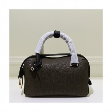 Delvaux 2019 Cool Box Leather Tote Shoulder Bag,23/28CM - 델보 2019 쿨 박스 레더 토트 숄더백,DVB0038.23/28CM,다크카키+블랙