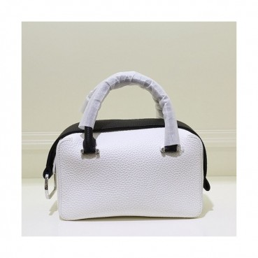 Delvaux 2019 Cool Box Leather Tote Shoulder Bag,23/28CM - 델보 2019 쿨 박스 레더 토트 숄더백,DVB0037.23/28CM,화이트+블랙