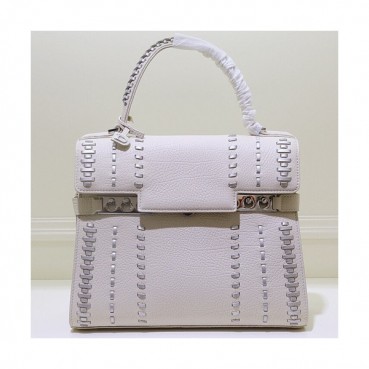 [유니크&트랜디한 백]Delvaux 2019 Tempete Leather Tote Shoulder Bag,28CM - 델보 2019 톰페트 레더 토트 숄더백,DVB0027.28CM,화이트
