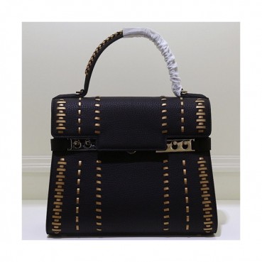 Delvaux 2019 Tempete Leather Tote Shoulder Bag,28CM - 델보 2019 톰페트 레더 토트 숄더백,DVB0026.28CM,블랙
