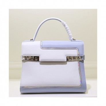 Delvaux 2019 Tempete Leather Tote Shoulder Bag,27.5CM - 델보 2019 톰페트 레더 토트 숄더백,DVB0021.27.5CM,화이트+스카이블루