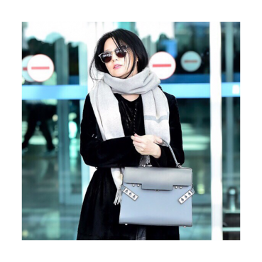 [이영애 공항패션]Delvaux 2019 Tempete Leather Tote Shoulder Bag,21/27.5CM - 델보 2019 톰페트 레더 토트 숄더백,DVB0014.21/27.5CM,그레이+다크그레이 
