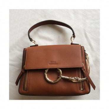 Chole 2019 Faye Leather Tote Shoulder Bag, 28cm -  끌로에 2019 페이 레더 토트 숄더백,CLB0078,28cm,브라운