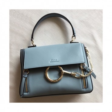 Chole 2019 Faye Leather Tote Shoulder Bag, 28cm -  끌로에 2019 페이 레더 토트 숄더백,CLB0077,28cm,블루그레이