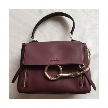 Chole 2019 Faye Leather Tote Shoulder Bag, 28cm -  끌로에 2019 페이 레더 토트 숄더백,CLB0076,28cm,와인