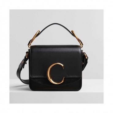Chole 2019 C Leather Tote Shoulder Bag, 16.5cm -  끌로에 2019 C 레더 토트 숄더백,CLB0024,16.5cm,블랙