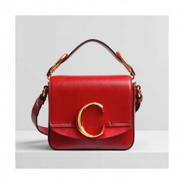 Chole 2019 C Leather Tote Shoulder Bag, 16.5cm -  끌로에 2019 C 레더 토트 숄더백,CLB0023,16.5cm,레드