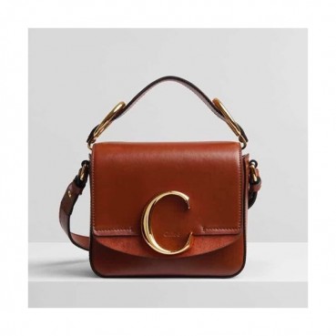 Chole 2019 C Leather Tote Shoulder Bag, 16.5cm -  끌로에 2019 C 레더 토트 숄더백,CLB0022,16.5cm,브릭레드