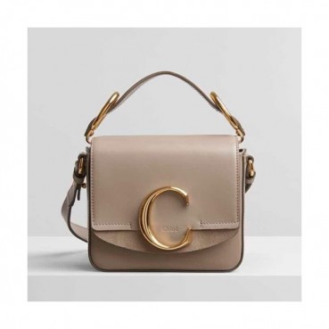 Chole 2019 C Leather Tote Shoulder Bag, 16.5cm -  끌로에 2019 C 레더 토트 숄더백,CLB0021,16.5cm,그레이