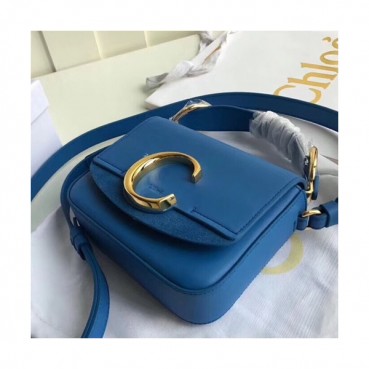 Chole 2019 C Leather Tote Shoulder Bag, 16.5cm -  끌로에 2019 C 레더 토트 숄더백,CLB0019,16.5cm,블루