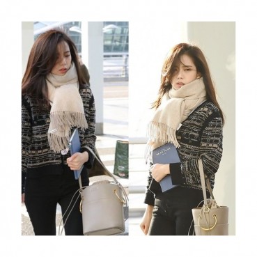 Chole 2019 Roy Leather Bucket Tote Shoulder Bag, 20/23cm -  끌로에 2019 로이 레더 버킷 토트 숄더백,CLB0013,20/23cm,카키그레이 