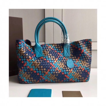 Bottega Veneta Leather Women Tote Shopper Bag,40cm - 보테가 베네타 레더 여성용 토트 쇼퍼백 5211,BVB0220,40cm,블루