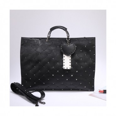 Valentino 2019 Rockstud Tote Shoudler Bag,36CM - 발렌티노 2019 레더 락스터드  토트 숄더백,VTB0529,36CM,블랙