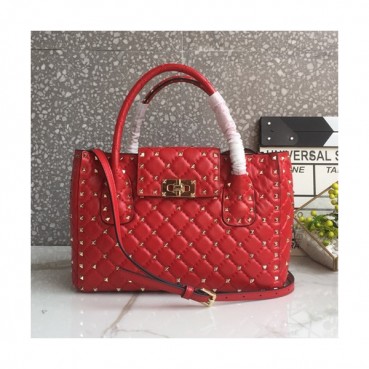 Valentino 2019 Leather Garavani Rockstud Tote Shoudler Bag,28CM - 발렌티노 2019 레더 가라바니 락스터드  토트 숄더백,VTB0520,28CM,레드