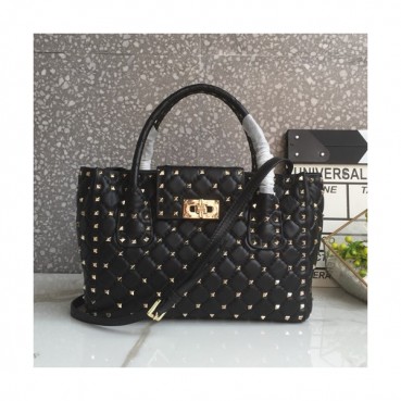 Valentino 2019 Leather Garavani Rockstud Tote Shoudler Bag,28CM - 발렌티노 2019 레더 가라바니 락스터드  토트 숄더백,VTB0519,28CM,블랙