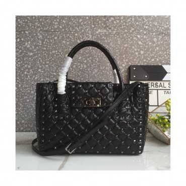 Valentino 2019 Leather Garavani Rockstud Tote Shoudler Bag,28CM - 발렌티노 2019 레더 가라바니 락스터드  토트 숄더백,VTB0518,28CM,블랙