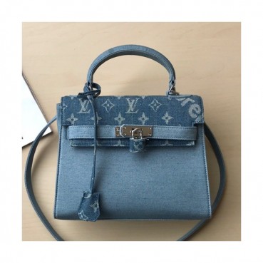 [유니크 & 트랜디한 백]Louis Vuitton Supreme 2019 Denim Humble Travel Kelly Tote Shoulder Bag,28cm - 루이비통 슈프림 2019  데님 험블 트래블 켈리 토트 숄더백, M49991,LOUB1236 ,28cm,블루