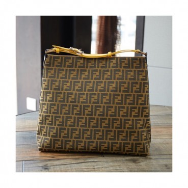 Fendi 2019 Tote Bag,39CM - 펜디 2019 여성용 토트백 FENB0189,39CM,브라운+옐로우(스트랩)