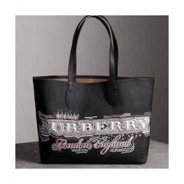 Burberry 2019 Reversible Tote Shoulder Shopper Bag, 54cm - 버버리 2019 리버서블 토트 숄더 쇼퍼백,BURB00243,54cm,블랙