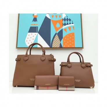 [모던한 디자인]Burberry 2019 Leather Banner Tote Shoulder Bag, 26/34cm - 버버리 2019 레더 배너 토트 숄더백,BURB0210,26/34cm,브라운