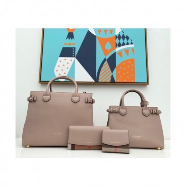 Burberry 2019 Leather Banner Tote Shoulder Bag, 26/34cm - 버버리 2019 레더 배너 토트 숄더백,BURB0209,26/34cm,연핑크