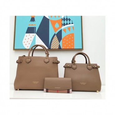 Burberry 2019 Leather Banner Tote Shoulder Bag, 26/34cm - 버버리 2019 레더 배너 토트 숄더백,BURB0208,26/34cm,다크베이지