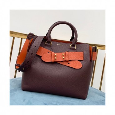 Burberry 2019 Leather Tote Shoulder Bag, 28cm - 버버리 2019 레더 토트 숄더백,BURB0146,28cm,와인+오렌지