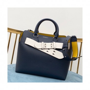 Burberry 2019 Leather Tote Shoulder Bag, 28cm - 버버리 2019 레더 토트 숄더백,BURB0143,28cm,네이비+화이트(옐로우)