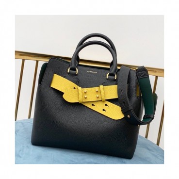 Burberry 2019 Leather Tote Shoulder Bag, 28cm - 버버리 2019 레더 토트 숄더백,BURB0141,28cm,블랙+옐로우