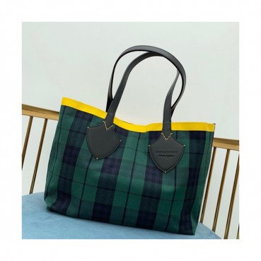 Burberry Giant Canvas Reversible Tote Shoulder Shopper Bag, 51cm - 버버리 자이언트 캔버스 리버서블 남여공용 토트 숄더 쇼퍼백,BURB0120,51cm,그린+블루